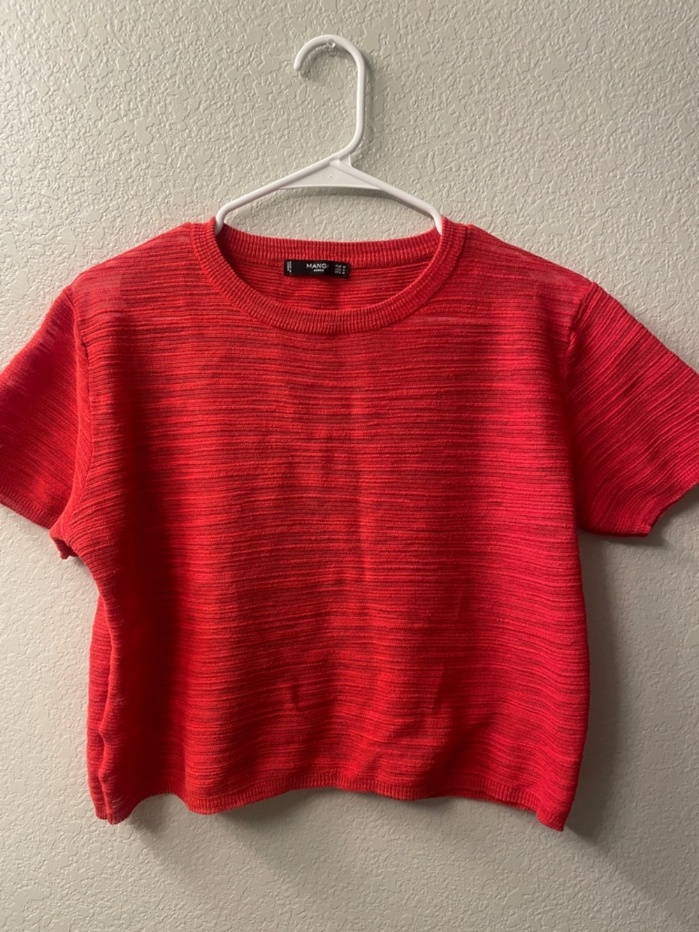 Mango Red Short-Sleeve Knit Top